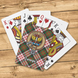 Clan Carnegie Crest over Jurk Tartan Pokerkaarten