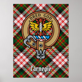 Clan Carnegie Crest over Jurk Tartan Poster