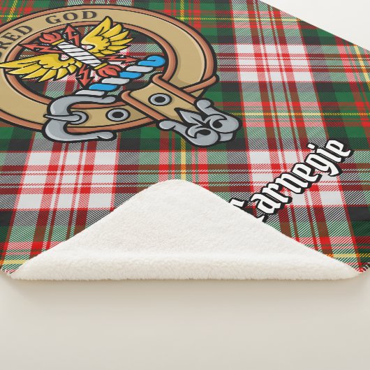Clan Carnegie Crest over Jurk Tartan Sherpa Deken (3/4)