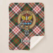 Clan Carnegie Crest over Jurk Tartan Sherpa Deken (Voorkant)