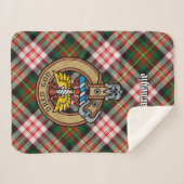 Clan Carnegie Crest over Jurk Tartan Sherpa Deken (Voorkant (horizontaal))