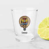 Clan Carnegie Crest over Jurk Tartan Shot Glas (Voorkant)