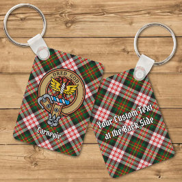Clan Carnegie Crest over Jurk Tartan Sleutelhanger