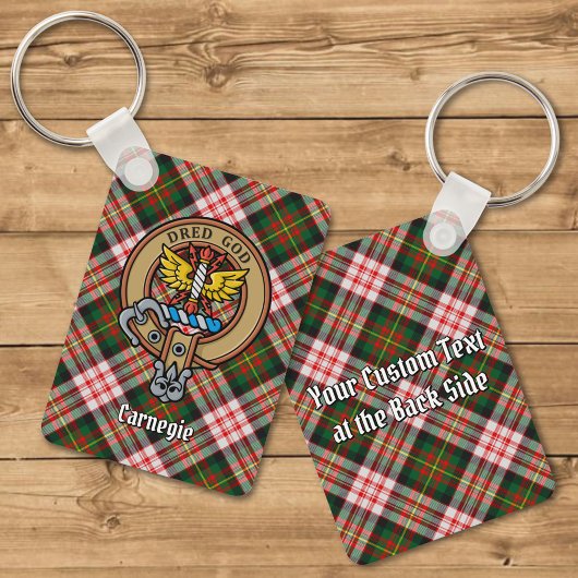 Clan Carnegie Crest over Jurk Tartan Sleutelhanger