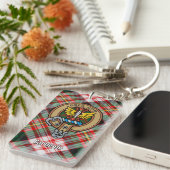 Clan Carnegie Crest over Jurk Tartan Sleutelhanger (Voorkant Rechts)