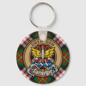 Clan Carnegie Crest over Jurk Tartan Sleutelhanger (Voorkant)
