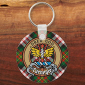 Clan Carnegie Crest over Jurk Tartan Sleutelhanger (Voorkant)
