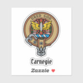 Clan Carnegie Crest over Jurk Tartan Sticker (Vel)