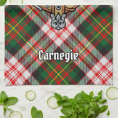 Clan Carnegie Crest over Jurk Tartan Theedoek (Gevouwen)