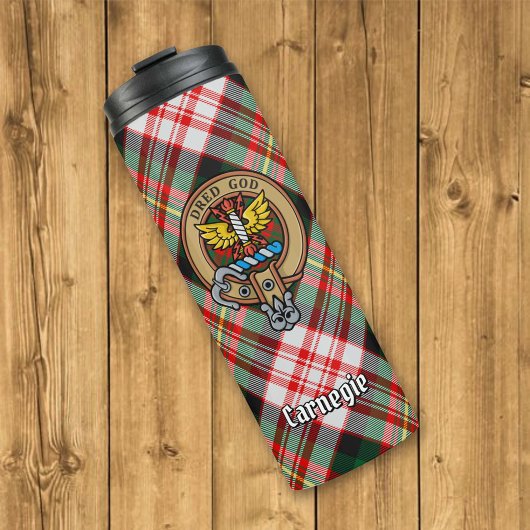 Clan Carnegie Crest over Jurk Tartan Thermosbeker
