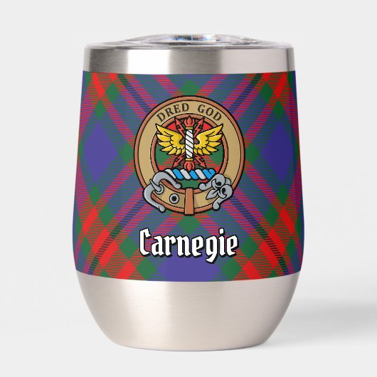 Clan Carnegie Crest over Tartan (Voorkant)