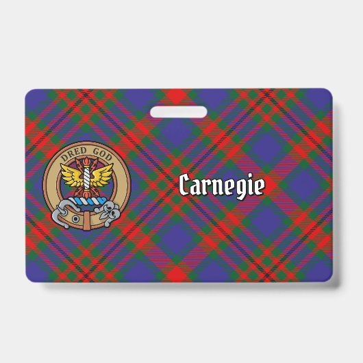 Clan Carnegie Crest over Tartan Badge (Voorzijde)