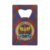 Clan Carnegie Crest over Tartan Creditkaart Flessenopener (Voorkant)