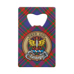 Clan Carnegie Crest over Tartan Creditkaart Flessenopener