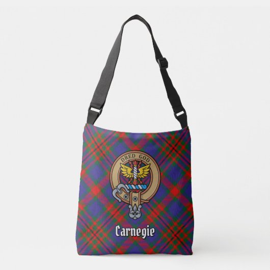 Clan Carnegie Crest over Tartan Crossbody Tas (Voorkant)
