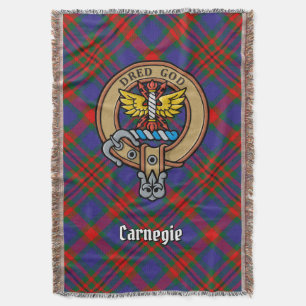 Clan Carnegie Crest over tartan Deken