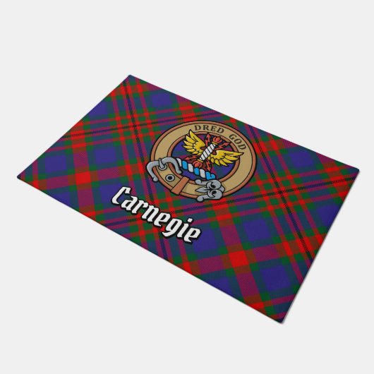 Clan Carnegie Crest over Tartan Deurmat (Schuin)