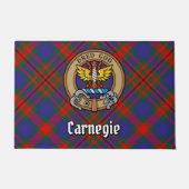 Clan Carnegie Crest over Tartan Deurmat (Voorkant)