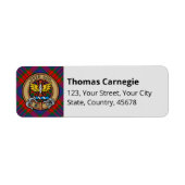 Clan Carnegie Crest over Tartan Etiket (Voorkant)