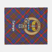 Clan Carnegie Crest over Tartan Fleece Deken (Voorkant (Horizontaal))