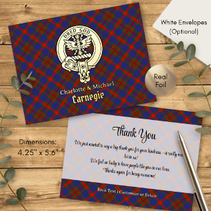 Clan Carnegie Crest over tartan Folie Uitnodiging Briefkaart