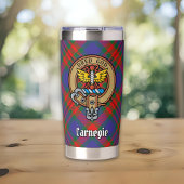 Clan Carnegie Crest over Tartan Geïsoleerde Drinkbeker