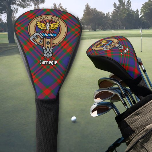 Clan Carnegie Crest over Tartan Golfheadcover