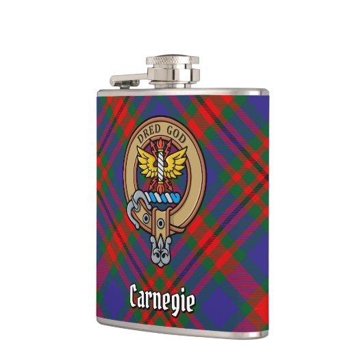 Clan Carnegie Crest over Tartan Heupfles (Links)