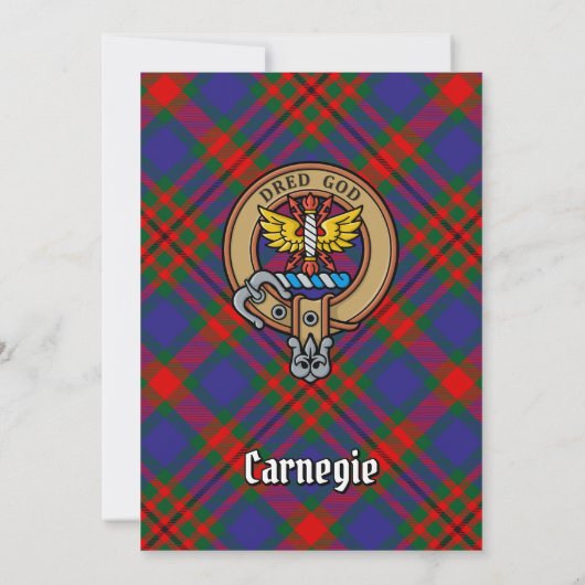 Clan Carnegie Crest over Tartan Kaart (Achterkant)