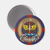 Clan Carnegie Crest over Tartan Magneet (Voorkant / Achterkant)