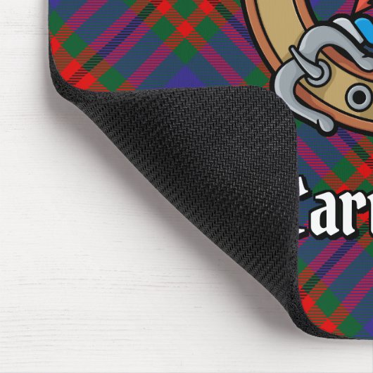 Clan Carnegie Crest over Tartan Muismat (Hoek)