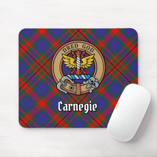 Clan Carnegie Crest over Tartan Muismat (Met muis)