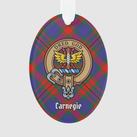 Clan Carnegie Crest over Tartan Ornament (voorkant)