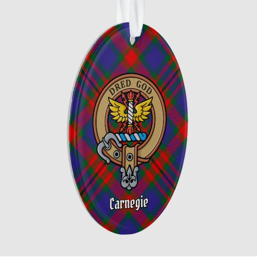 Clan Carnegie Crest over Tartan Ornament (voorkant)