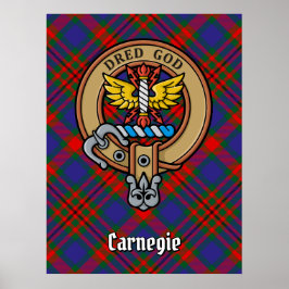 Clan Carnegie Crest over Tartan Poster