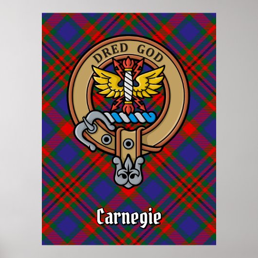 Clan Carnegie Crest over Tartan Poster (Voorkant)