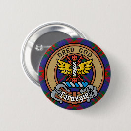 Clan Carnegie Crest over Tartan Ronde Button 5,7 Cm