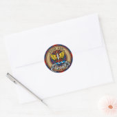 Clan Carnegie Crest over Tartan Ronde Sticker (Envelop)