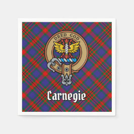 Clan Carnegie Crest over Tartan Servet