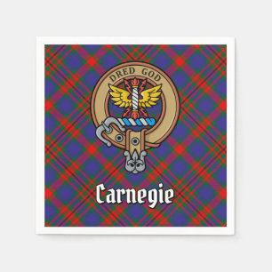 Clan Carnegie Crest over Tartan Servet