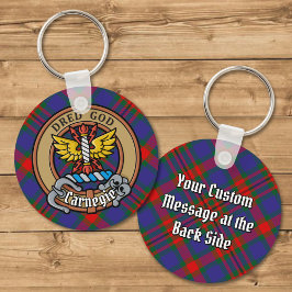 Clan Carnegie Crest over Tartan Sleutelhanger