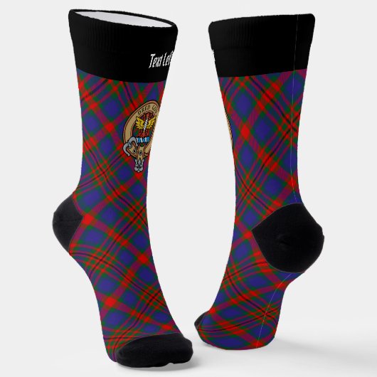 Clan Carnegie Crest over Tartan Sokken (Gebogen)
