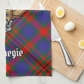 Clan Carnegie Crest over Tartan Theedoek (Quarter Fold)