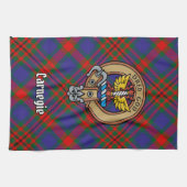 Clan Carnegie Crest over Tartan Theedoek (Horizontaal)