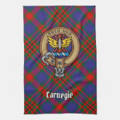 Clan Carnegie Crest over Tartan Theedoek (Verticaal)