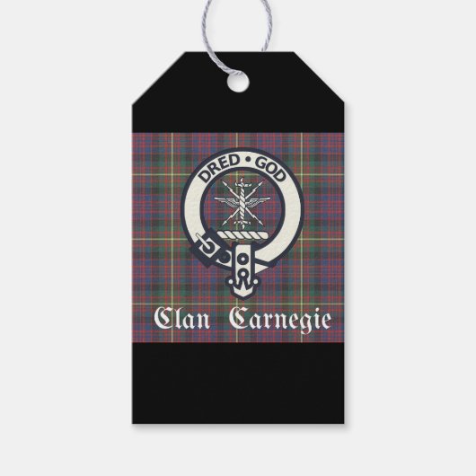 Clan Carnegie Crest Tartan Cadeaulabel (Voorkant)