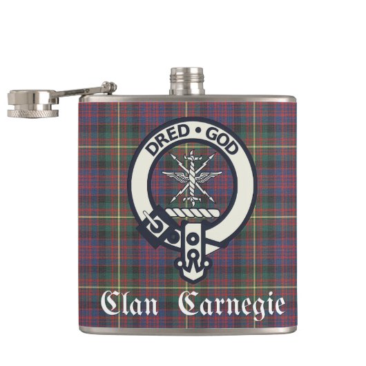 Clan Carnegie Crest Tartan Heupfles (Geopend)