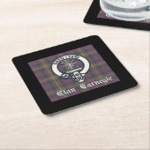 Clan Carnegie Crest Tartan Kartonnen Onderzetters (Schuin)