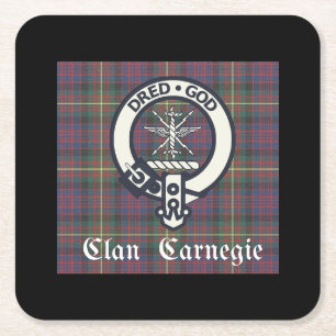 Clan Carnegie Crest Tartan Kartonnen Onderzetters