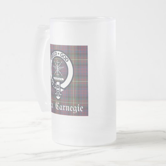 Clan Carnegie Crest Tartan Matglas Bierpul (Voorkant links)